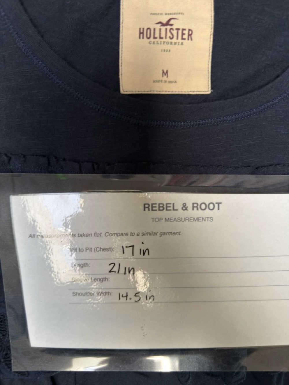 Hollister Navy Tiered Ruffle Eyelet Lace Tee Y2K Coquette Babydoll Top M - Picture 8 of 8